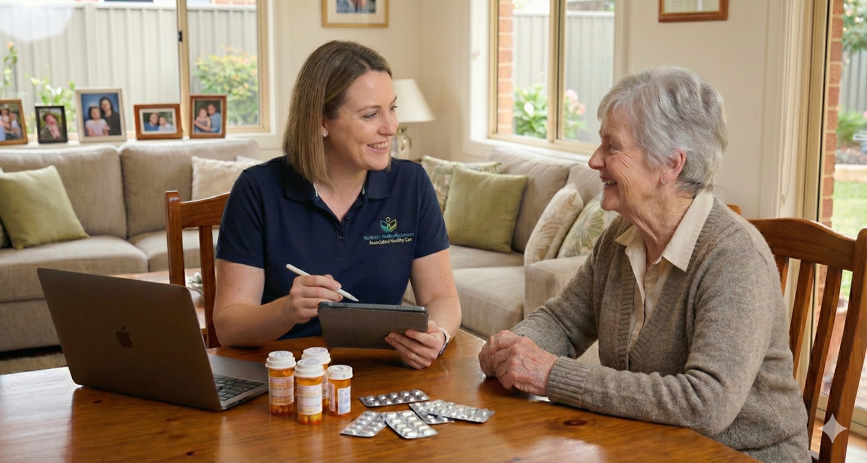 GP reviewing a Medication Review report at the clinic desk