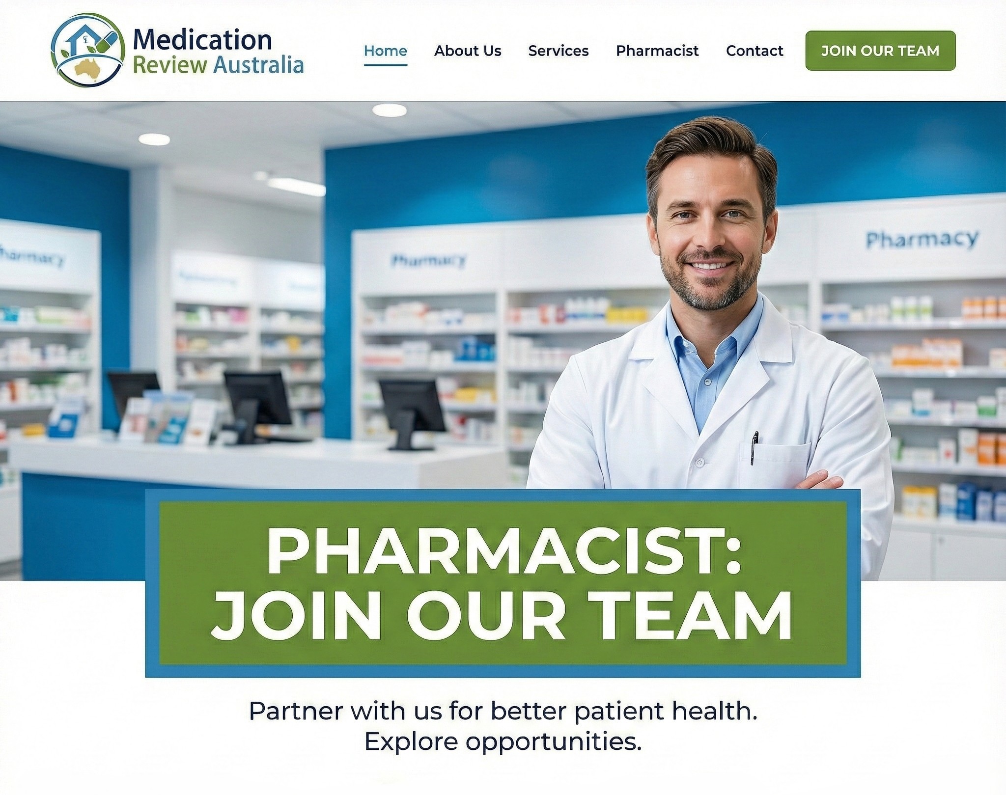 Group of pharmacists collaborating on home medicines reviews